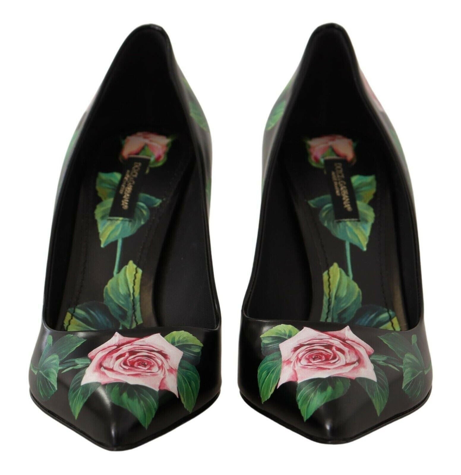 Dolce & Gabbana Black Leather Roses High Heels Pumps Shoes -   -  Dolce & Gabbana. Dolce & Gabbana Black Leather Roses High Heels Pumps Shoes -   -  Dolce & Gabbana.