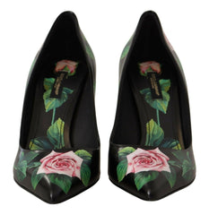 Dolce & Gabbana Black Leather Roses High Heels Pumps Shoes -   -  Dolce & Gabbana.