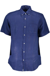 Gant Elegant Blue Linen Button-Down Shirt -   -  Gant.