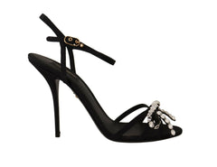 Dolce & Gabbana Black Crystals Ankle Strap Heels Sandals Shoes -   -  Dolce & Gabbana.