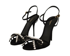 Dolce & Gabbana Black Crystals Ankle Strap Heels Sandals Shoes -   -  Dolce & Gabbana.
