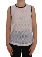 Dolce & Gabbana White Lace Floral Nylon Tank T-shirt -   -  Dolce & Gabbana.