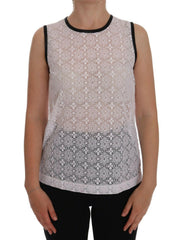 Dolce & Gabbana White Lace Floral Nylon Tank T-shirt -   -  Dolce & Gabbana.