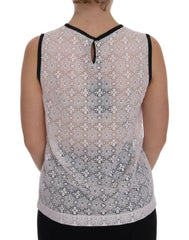 Dolce & Gabbana White Lace Floral Nylon Tank T-shirt -   -  Dolce & Gabbana.