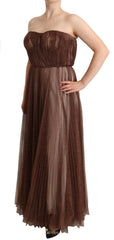 Dolce & Gabbana Metallic Bronze Polyester Maxi Gown Dress -   -  Dolce & Gabbana.