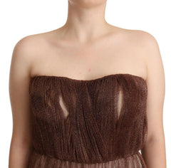 Dolce & Gabbana Metallic Bronze Polyester Maxi Gown Dress -   -  Dolce & Gabbana.