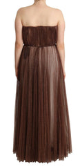 Dolce & Gabbana Metallic Bronze Polyester Maxi Gown Dress -   -  Dolce & Gabbana.