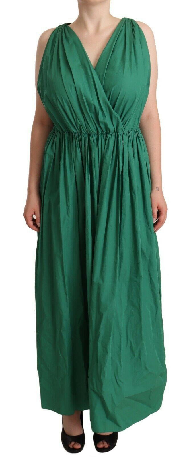 Dolce & Gabbana Green Cotton Sleeveless V-neck Dress -   -  Dolce & Gabbana.