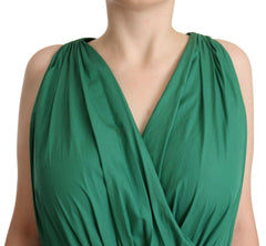 Dolce & Gabbana Green Cotton Sleeveless V-neck Dress -   -  Dolce & Gabbana.