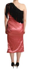 Dolce & Gabbana Pink One-Shoulder Silk Tassel Fringe Gown Mid Dress -   -  Dolce & Gabbana.