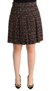 Dolce & Gabbana Brown High Waist Mini A-Line Pleated Skirt -   -  Dolce & Gabbana.