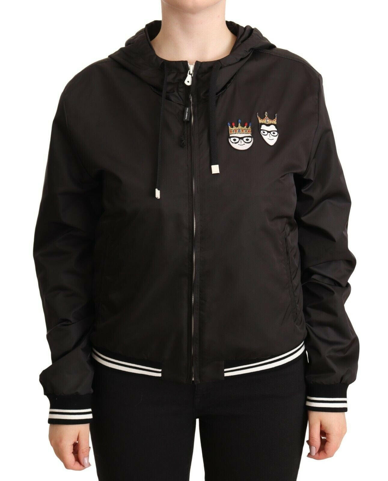 Dolce & Gabbana Black Polyester Hooded Bomber Full Zip Jacket -   -  Dolce & Gabbana.