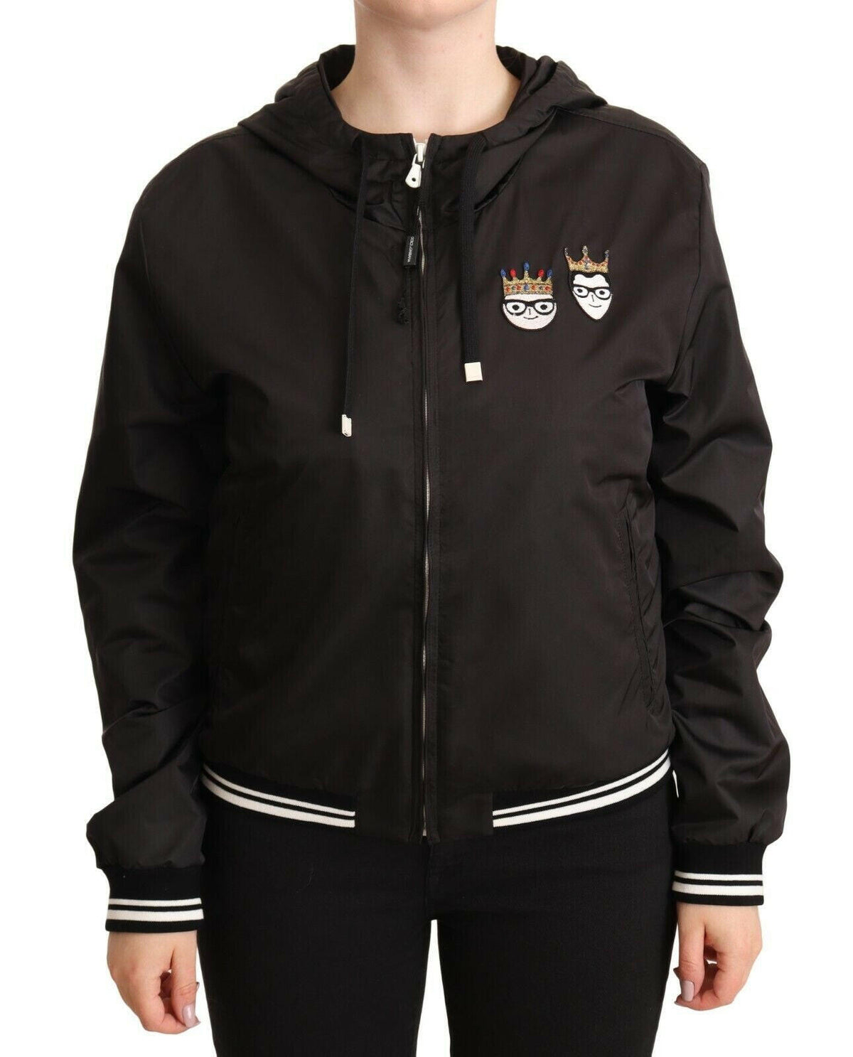 Dolce & Gabbana Black Polyester Hooded Bomber Full Zip Jacket -   -  Dolce & Gabbana.