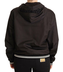 Dolce & Gabbana Black Polyester Hooded Bomber Full Zip Jacket -   -  Dolce & Gabbana.