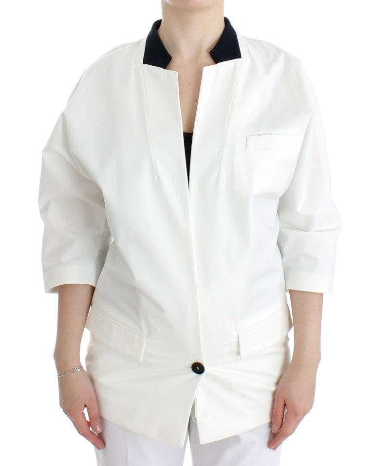 Andrea Pompilio White Cotton Blend Oversized Blazer Jacket -   -  Andrea Pompilio.