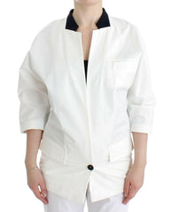 Andrea Pompilio White Cotton Blend Oversized Blazer Jacket -   -  Andrea Pompilio.