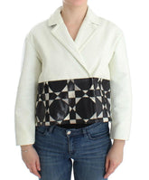 Andrea Pompilio White Black Cropped Leather Jacket -   -  Andrea Pompilio.