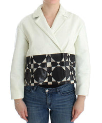 Andrea Pompilio White Black Cropped Leather Jacket -   -  Andrea Pompilio.