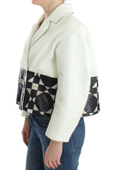 Andrea Pompilio White Black Cropped Leather Jacket -   -  Andrea Pompilio.