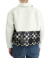 Andrea Pompilio White Black Cropped Leather Jacket -   -  Andrea Pompilio.