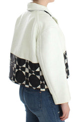 Andrea Pompilio White Black Cropped Leather Jacket -   -  Andrea Pompilio.