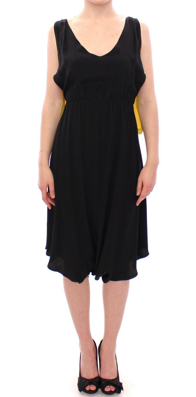 Lamberto Petri Black Yellow Silk Shift Sheath Coctail Dress -   -  Lamberto Petri.