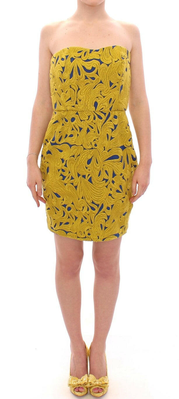 Sachin & Babi Blue Yellow Strapless Bubble Mini Shift Dress -   -  Sachin & Babi.