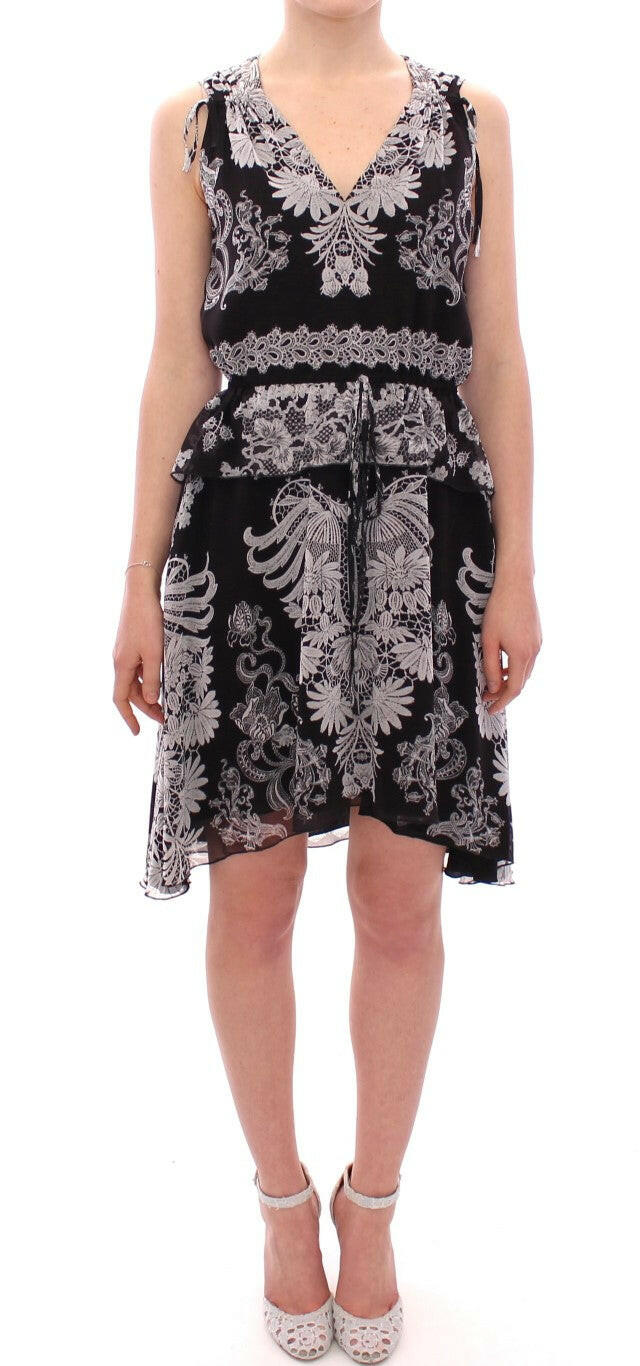 Sachin & Babi Black Silk Floral Pattern Shift Coctail Dress -   -  Sachin & Babi.