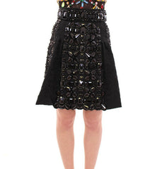 Dolce & Gabbana Black Crystal Handmade Above Knee Skirt -   -  Dolce & Gabbana.