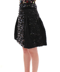 Dolce & Gabbana Black Crystal Handmade Above Knee Skirt -   -  Dolce & Gabbana.
