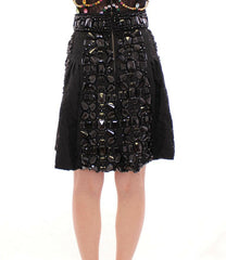 Dolce & Gabbana Black Crystal Handmade Above Knee Skirt -   -  Dolce & Gabbana.