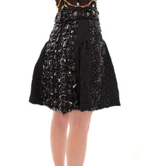 Dolce & Gabbana Black Crystal Handmade Above Knee Skirt -   -  Dolce & Gabbana.
