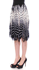 Alice Palmer White Black Knitted Assymetrical Skirt -   -  Alice Palmer.
