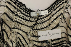 Alice Palmer Black Chainette Knit Striped Assymetrical Dress -   -  Alice Palmer.