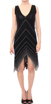 Alice Palmer Black White Low V Neck Knitted Cocktail Dress -   -  Alice Palmer.
