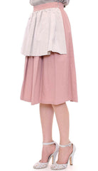 Comeforbreakfast Pink Gray Knee-Length Pleated Skirt -   -  Comeforbreakfast.