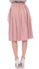 Comeforbreakfast Pink Gray Knee-Length Pleated Skirt -   -  Comeforbreakfast.