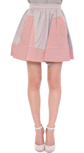 Comeforbreakfast Pink Gray Mini Short Pleated Skirt -   -  Comeforbreakfast.