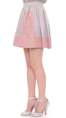 Comeforbreakfast Pink Gray Mini Short Pleated Skirt -   -  Comeforbreakfast.
