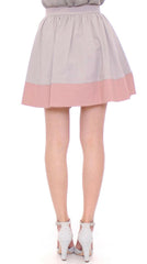 Comeforbreakfast Pink Gray Mini Short Pleated Skirt -   -  Comeforbreakfast.
