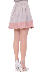 Comeforbreakfast Pink Gray Mini Short Pleated Skirt -   -  Comeforbreakfast.
