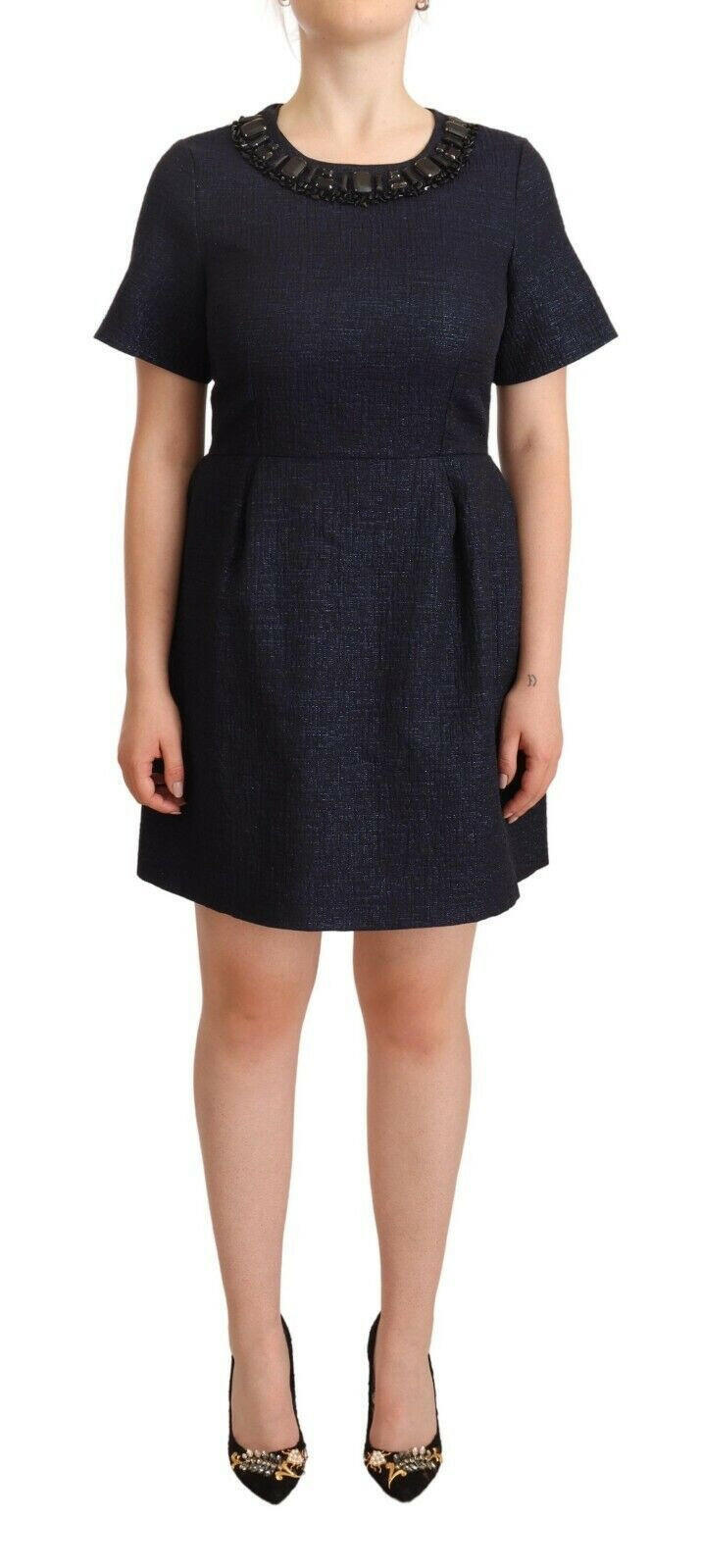 L'Autre Chose Black Embellished Short Sleeves Mini A-line Dress -   -  L'Autre Chose.