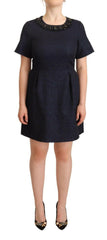 L'Autre Chose Black Embellished Short Sleeves Mini A-line Dress -   -  L'Autre Chose.