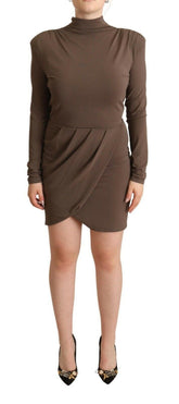 Patrizia Pepe Brown Acetate Long Sleeves Turtle Neck Sheath Dress -   -  Patrizia Pepe.
