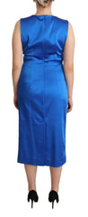 P.A.R.O.S.H. Blue Acetate Sleeveless Pleated Midi Sheath Dress -   -  P.A.R.O.S.H..