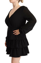 Liu Jo Black Polyester Long Sleeves V-neck Mini A-line Dress -   -  Liu Jo.