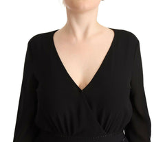 Liu Jo Black Polyester Long Sleeves V-neck Mini A-line Dress -   -  Liu Jo.