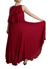 PLEIN SUD Orchid Silk Sleeveless Long Maxi Ruffle Shift Dress -   -  PLEIN SUD.