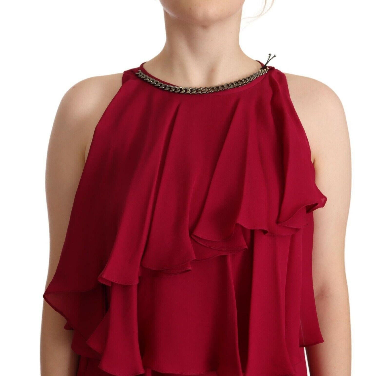 PLEIN SUD Orchid Silk Sleeveless Long Maxi Ruffle Shift Dress -   -  PLEIN SUD. PLEIN SUD Orchid Silk Sleeveless Long Maxi Ruffle Shift Dress -   -  PLEIN SUD.