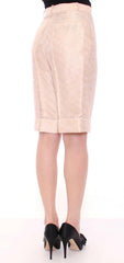 Zeyneptosun Beige Brocade Above Knee Shorts -   -  Zeyneptosun.